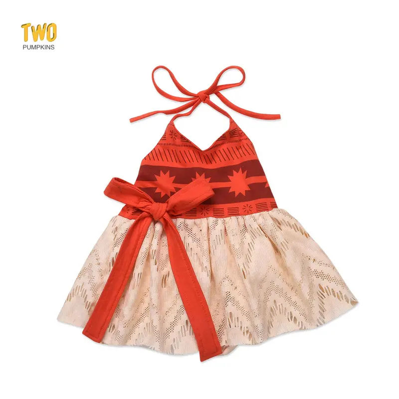 Baby Girl Moana Fancy Dress Romper Sister Matching Ruffle Lace Outfits Costume