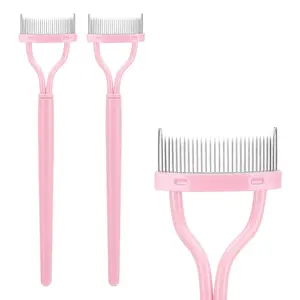 2 Pcs Eyelash Separator Tool Mascara Brushes Eyelash Comb Definer Lash Comb for Combing Separating Lashes - Light Pink