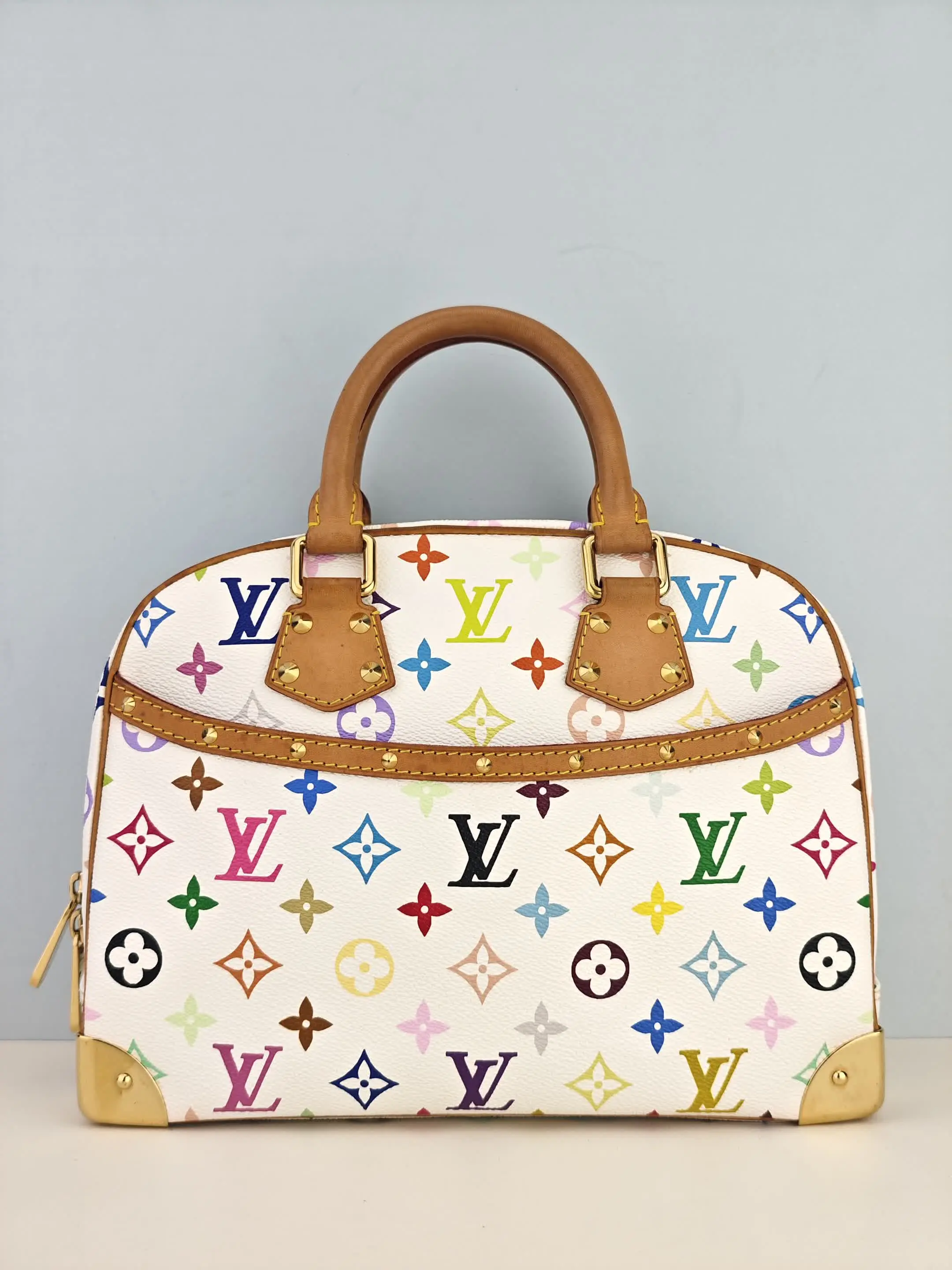 Pre-owned Monogram Multicolore coated canvas Clutches & Wristlets Louis Vuitton Monogram Multicolore Trouville White Handbag【Date code unclear】