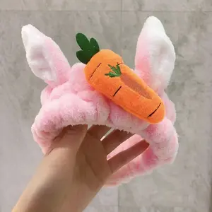 Bunny Ear with Carrot  Spa headband/cosmetic headband/face wash headband/Rabbit Ear bow headband