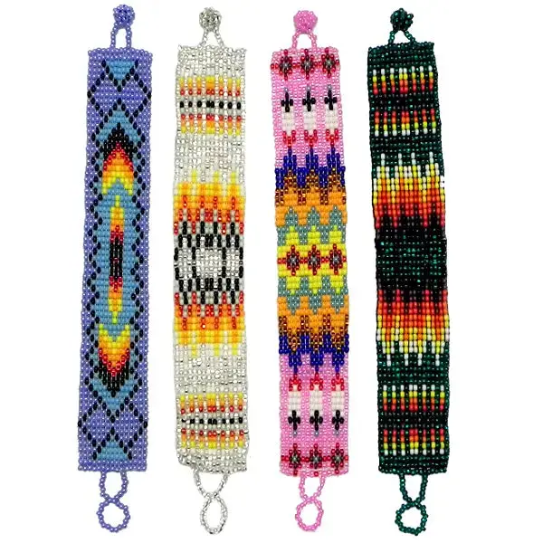 Native Inspired Guatemalan Seed Bead Wide Strap Bracelet