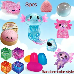1 Set Squeezing Ball Toy Kit, Fufu Toy Set, Octopus Set Includes 8 Toys, Cute Sensory Stress Relief Toys, Squishy Fidgets, Random Color Styles