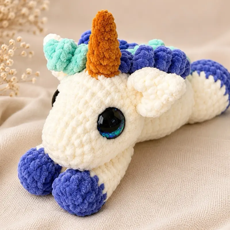 Crochet Unicorn Soft Stuffed Animal, Kawaii Cute Stuffed Animal, Kids Easter Gift Toy, Kawaii Stuffed Animals