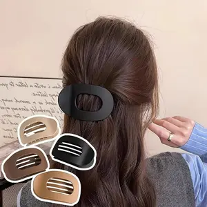 Solid Color Hair Clip, 4pcs Oval Acrylic Hair Clips Set for Women, No Trace Flat Large Hair Clip, Elegant Minimalist Frosted Solid Color Hair Clips for Daily Wear, Ideal Gifts for Her