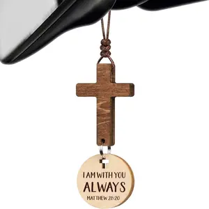 Cross Car Mirror Hanging – Christian Gift with Daily Bible Verse Scan Feature