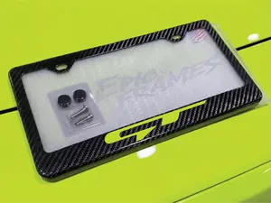Green GT License Plate Frame 100% Real Carbon Fiber Tag Cover