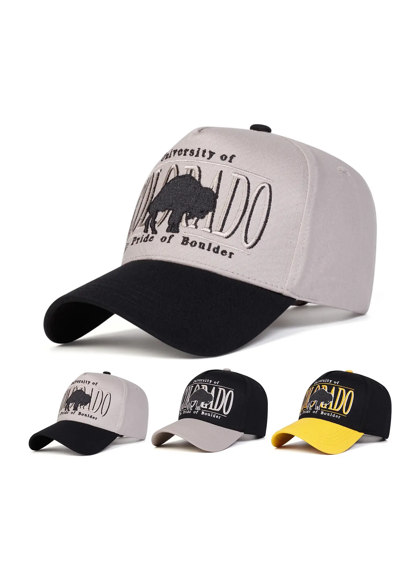 Unisex Colorado Bull Five-Panel Baseball Caps, Adjustable Sun Protection Casual Hat for Spring & Fall, Outdoor Travel Beach Vacation, Adjustable Snapback Cap