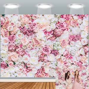 7x5ft Rose Floral Wall Backdrop  Rose  Background  Party Backdrops Wedding Birthday Bridal Shower Valentine's Day Mother's Day Party Decoration Banner Studio Props