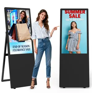 32” Indoor Portable Digital Signage, 350nits High Brightness Advertising Display, Android 11 OS with WiFi HDMI/USB Input Auto AD Player, Android OS| 360SPB