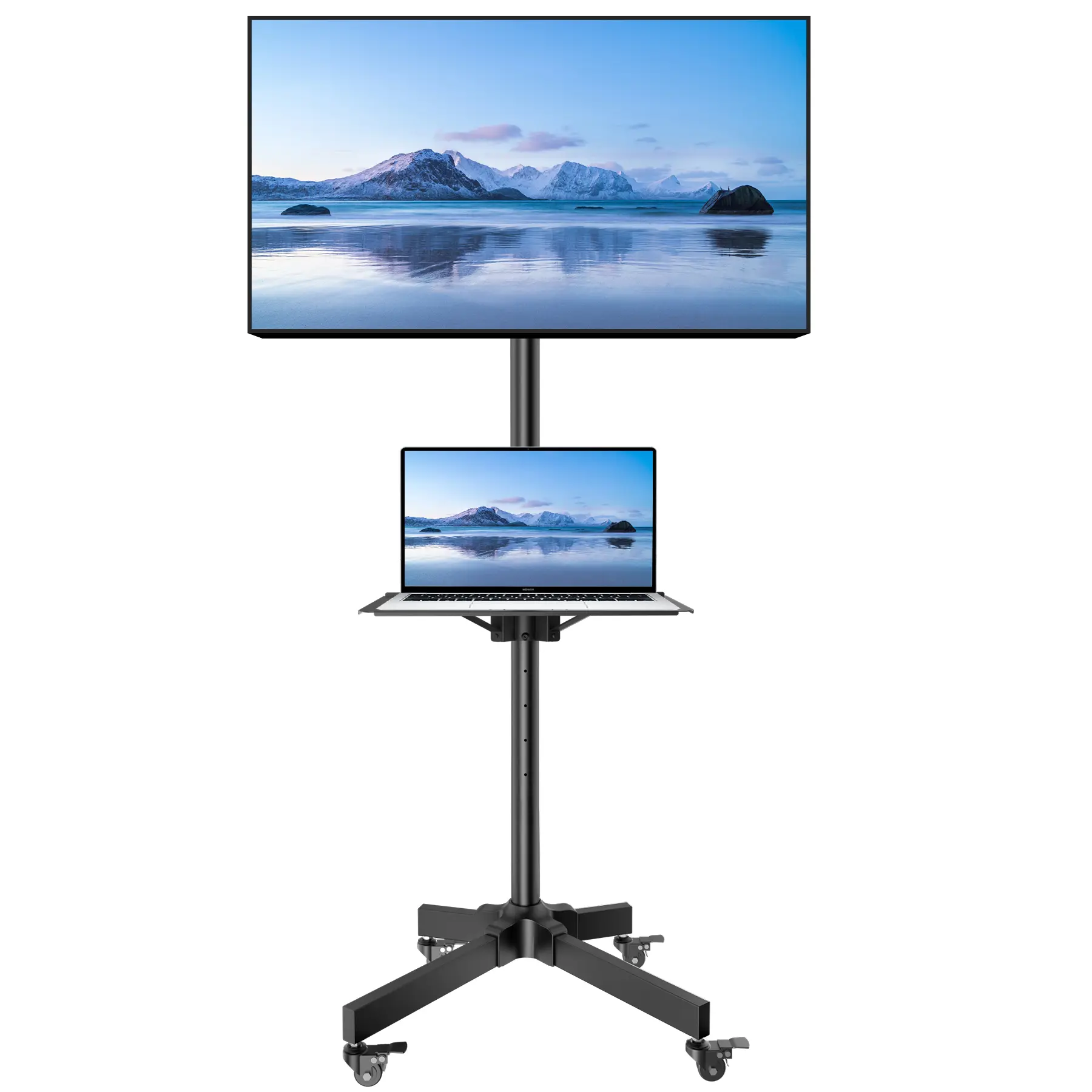 Forging Mount Iron Double Tube Mobile Furniture-Mounted TV Stand, Compatible with 23-65 Inch LCD LED Flat/Curved TVs, Tilt & Swivel Adjustment, Height-Adjustable, Portable with Wheels, 88 lbs Capacity, VESA 400x400 mm, Easy Bedroom/Bedside Setup summerwin