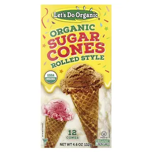 Let's Do Organic®, Organic Sugar Cones, Rolled Style, 12 Cones, 4.6 oz (132 g)