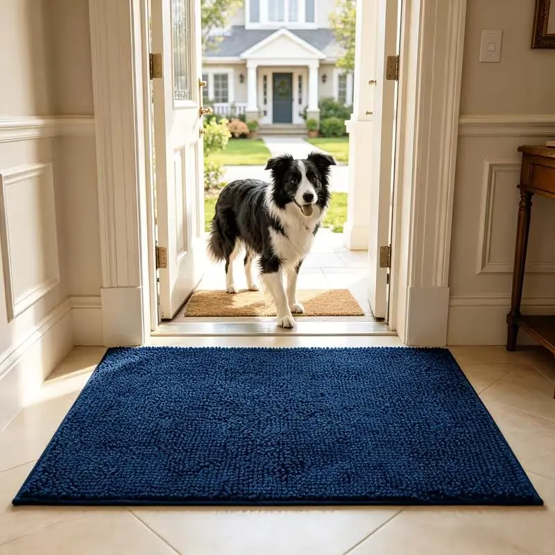 Super Absorbent Microfiber Dog Door Mat for Muddy Paws, Non-Slip Washable Pet Rug, Quick Dry Chenille Entryway Carpet, Indoor Outdoor Carpet, Outside Rug, Outside Rugs, Machine Washable Indoor Outdoor Mat