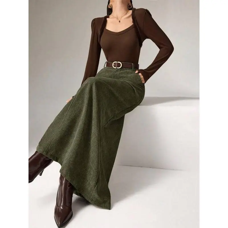 corduroy dress with high waist Women Cordury Button Down Dress main image 1