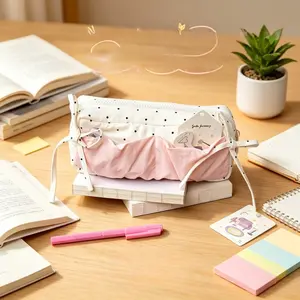 High Aesthetic Polka Dot Pencil Case - Minimalist Cute Large Capacity Student Stationery & Makeup Bag Office Supplies