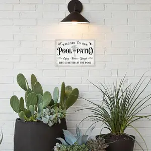 Welcome To Our Pool Patio Metal Sign, Retro Beach Style Metal Sign, Outdoor Relaxing Decor for Backyard Decking Outdoor Relaxing Decor