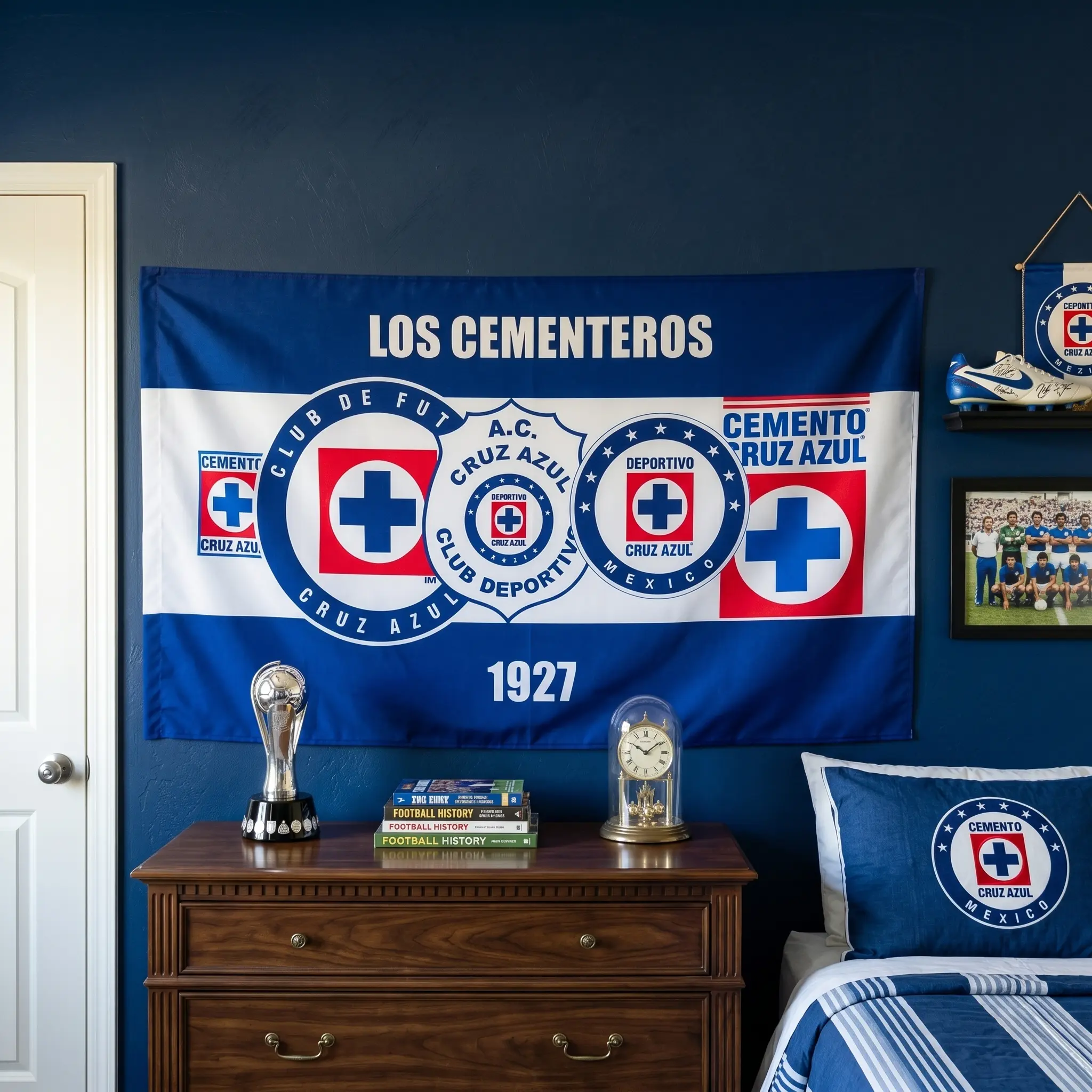 La Maquina 1927 Cruz Azul Mexico Flag Futbol Soccer Wall Decor Banner Los Cementeros Wall Decor Tapestry