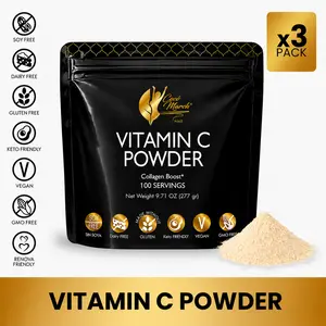 3 Pack Coco March N.M.D Vitamin C Powder – 1000 mg with Zinc, Quercetin, Bromelain & L-Lysine – 100 Servings