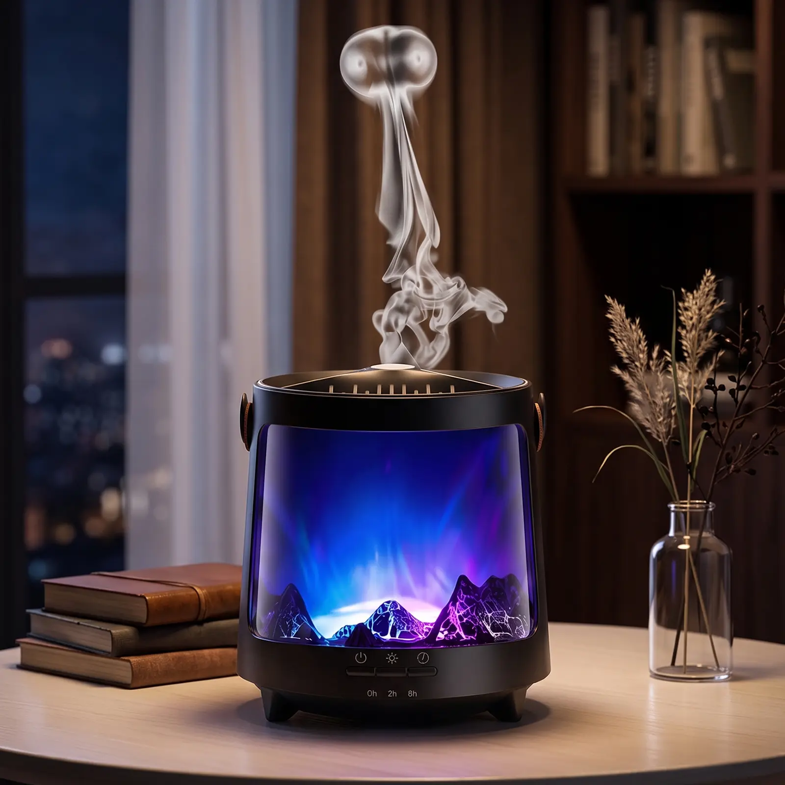 2026 New Fireplace Style Aroma Diffuser, 7 Colors Changing LED Mood Light, Essential Oil Diffuser for Bedroom Home Decor & Gifts  Portable Desktop humidifier  Fine Mist humidifier  Steam Warmer aromatherapy machine