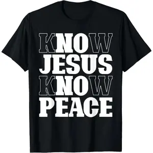 Know Jesus Know Pe Religion God Church Christian Gifts T-Shirt        Graphic tees Casual Shortsleeve