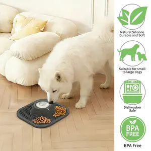 Slow Feeder Dog Bowls for Liquid Treat, Anti-Slip【Entertained Ball-in】 Bone Broth Dog Lick Bowl, 3/4 Cup Yogurt Pup Lick Toy for Large Medium Small Breeds Dietary Supplement/Post-op Nutrition pet stuff dogaccessories