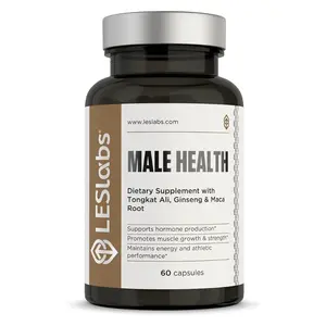 LES Labs Male Health – Enhance Hormone Production, Strength & Vitality, Drive & Endurance – Tongkat Ali, Ginseng, Maca & Boron – Non-GMO Supplement – 60 Capsules Healthcare Fitness