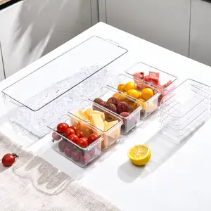 Condiment Containers with Iids, Ice Chilled Party Platter with 5 Containers, Condiment Organizer for Party with Separate Lids, Chilled Condiment Server with lid for Fruit, Salad, Taco Boxes