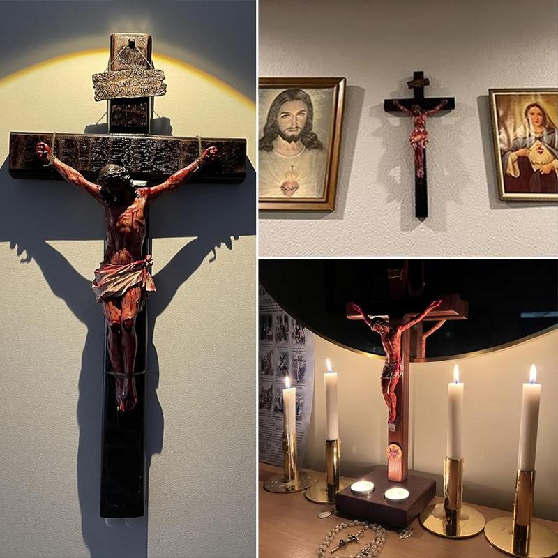Fr.Chi-Cert Handcrafted Realistic Crucifix Christ in Resin Religious Ornament for Home Decoration Wall Art Decor