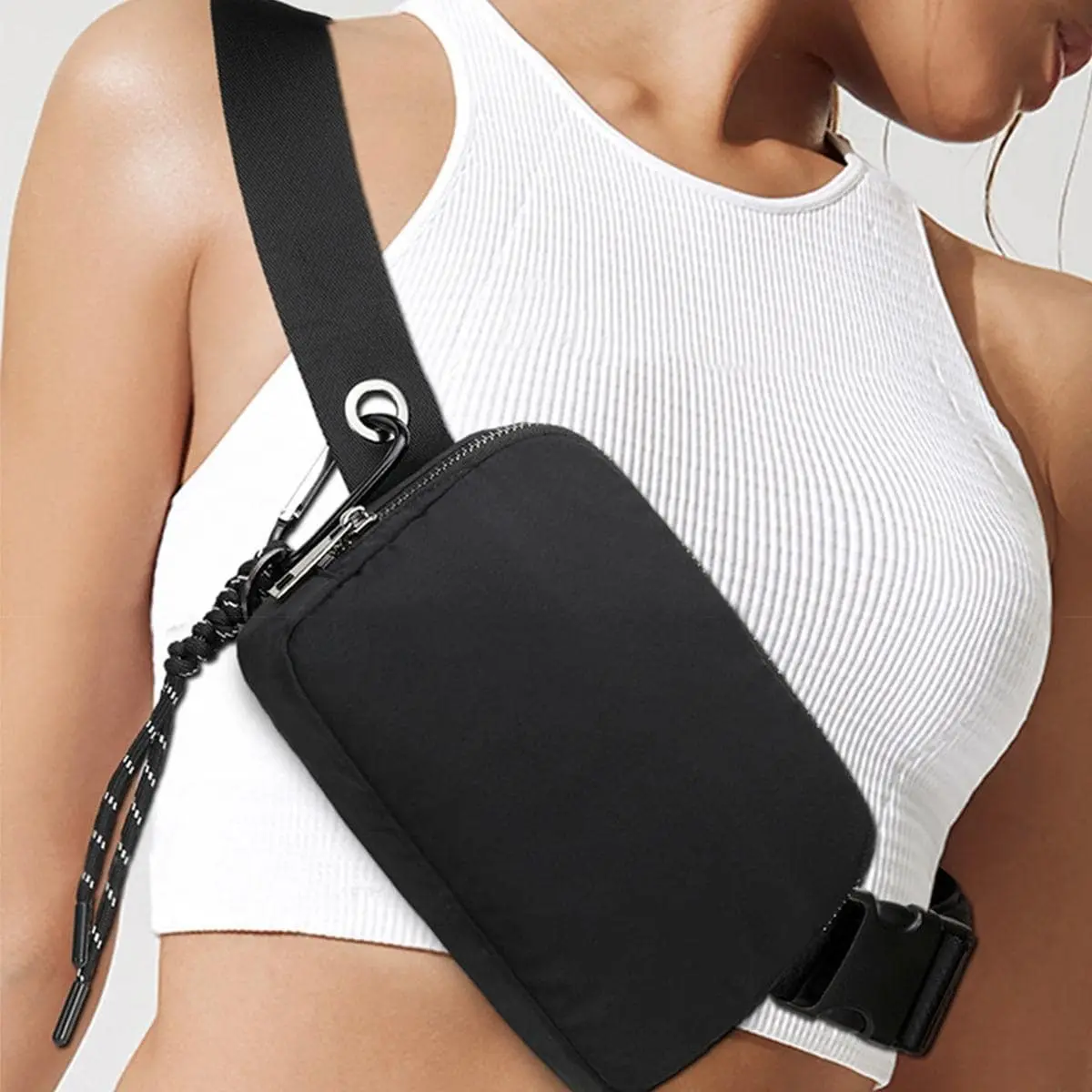 Double Layer Nylon Waterproof Bag, Casual Sports Waist Pack, Fitness Chest Pack, Running Storage Bag, Outdoor Activity Gear