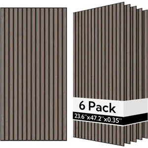 Olanglab Wood Veneer Acoustic Wall Panels 6 Pack, 23.6"×47.2" Sound Absorbing Wall Panels for Interior Wall Decor, Dark Walnut