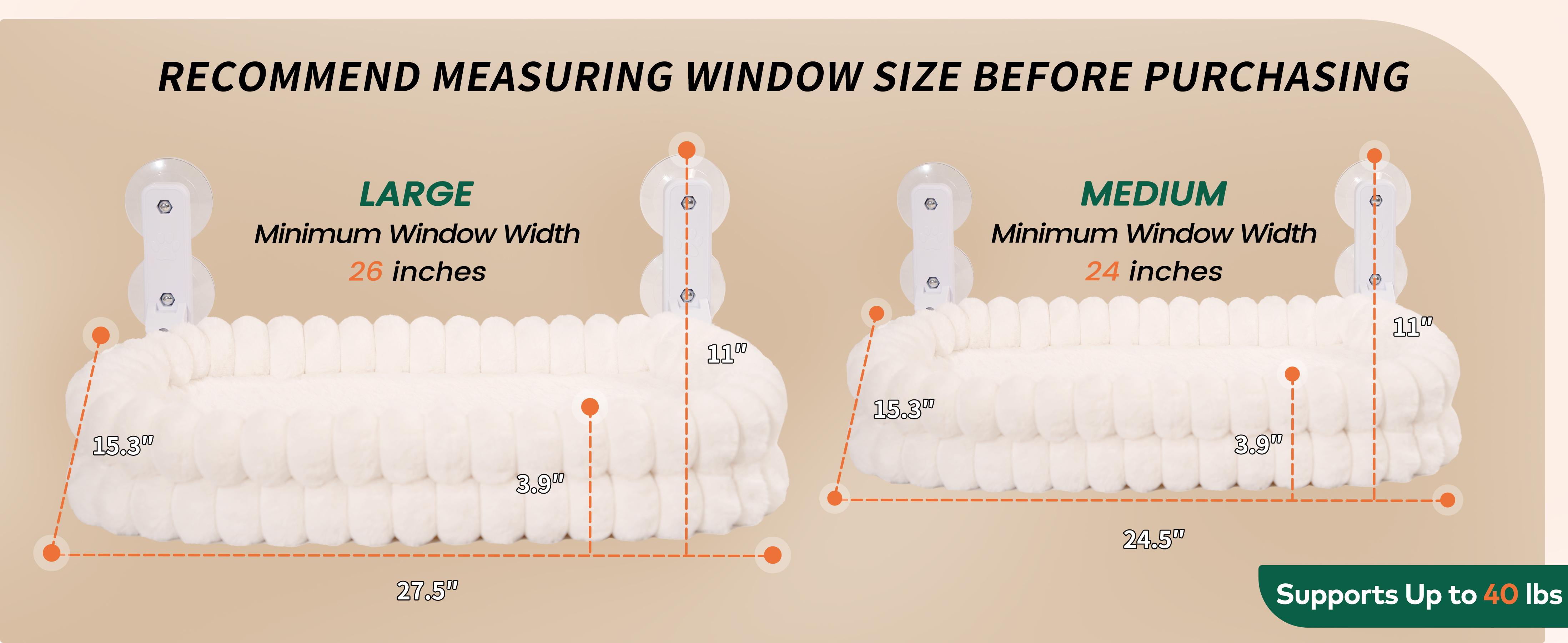Foldable Window Perch for Medium/Large Cats - Cordless (Keeps Setup Simple), Fold-Up Design (Easy Storage), Zip Closure, Machine-Washable Bed Cover, Robust Metal Frame, Window View Hammock