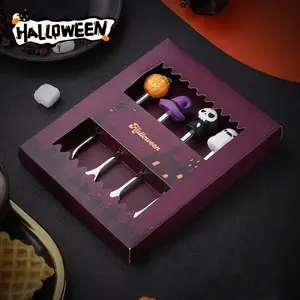 Complete Halloween Spoon Set 4pcs Skull & Pumpkin Design 410 Stainless Steel Dishwasher Safe Rust Resistant Perfect for Halloween Treats dessert