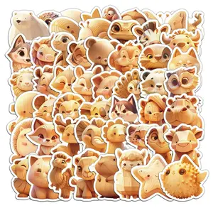 Wooden Animal Series Sticker, 50pcs/set Waterproof Decorative Sticker, DIY Creative Sticker for Phone Case, Laptop, Notebook, Helmet, Skateboard