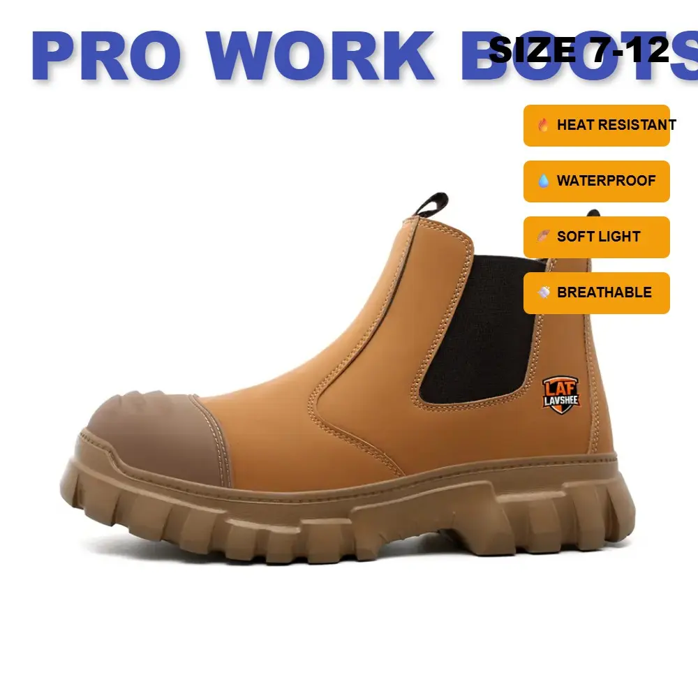 Men's Lightweight Brown Steel Toe Safety Walking Shoes - Closed Worker Sneakers, Anti-Slip, Splash-Proof, Puncture-Resistant, Breathable for Gardening, Yard Work