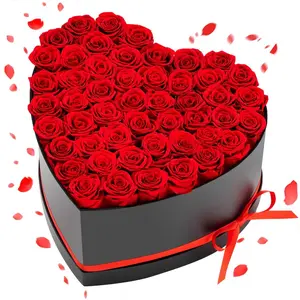 summervibes VEVOR Forever Flowers, 50 Preserved Roses in a Heart Shape Box, Eternal Flowers Immortal Bouquet Birthday Present for Delivery Prime Women Her Wife Mothers, Anniversary, Valentine's Day, Christmas, Red, Birthday Gift, Heart Box