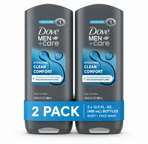 Dove Men Body Wash Clean Comfort 400ml (2-Pack) | Hydrating Daily Shower Gel | Fresh Clean Scent