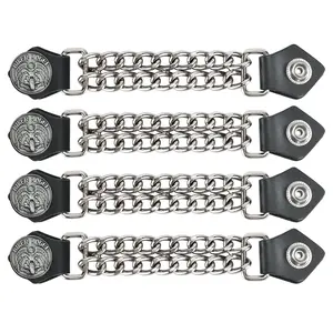 Dream Apparel Biker Angel Head Vest Extender With Chains for Women/Man, Faux Leather Motorcycle Biker Vest Extender - 4pcs Set