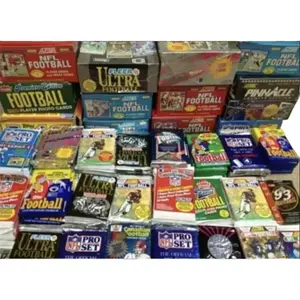 Vintage NFL Football 100 Cards in Unopened Sealed Packs 80s 90s Wax Cello Packs Bulk Lot