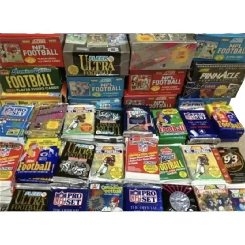 Vintage NFL Football 100 Cards in Unopened Sealed Packs 80s 90s Wax Cello Packs Bulk Lot