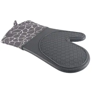 Deer Pattern & Dot Design Cotton-Filled Silicone Gloves Heat Resistant Anti-Scald Non-Slip for Microwave Oven Kitchen Baking