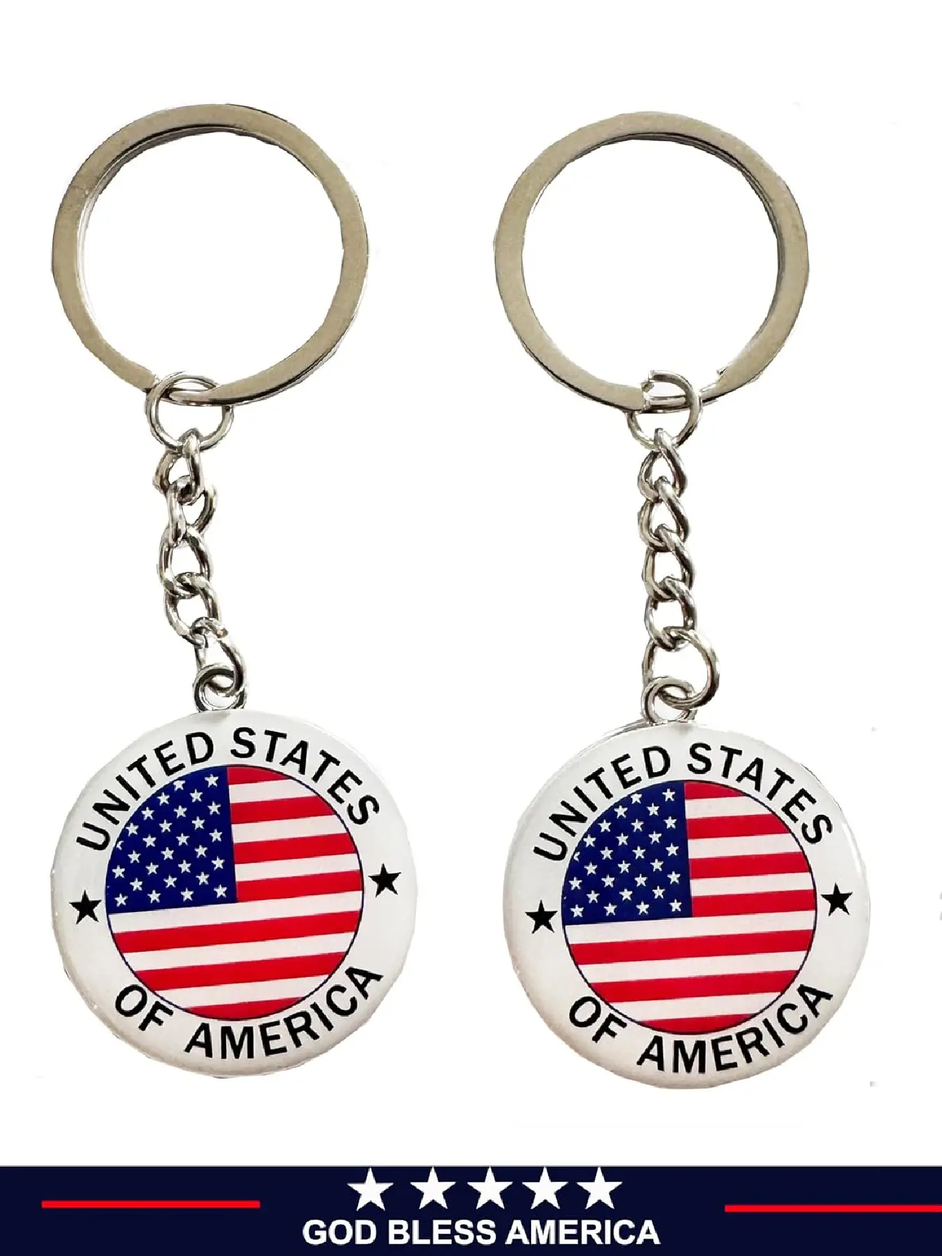 Independence Day American keychain, New York metal key ring, star stripe, American flag souvenir, patriotic gift, Father's Day gift.