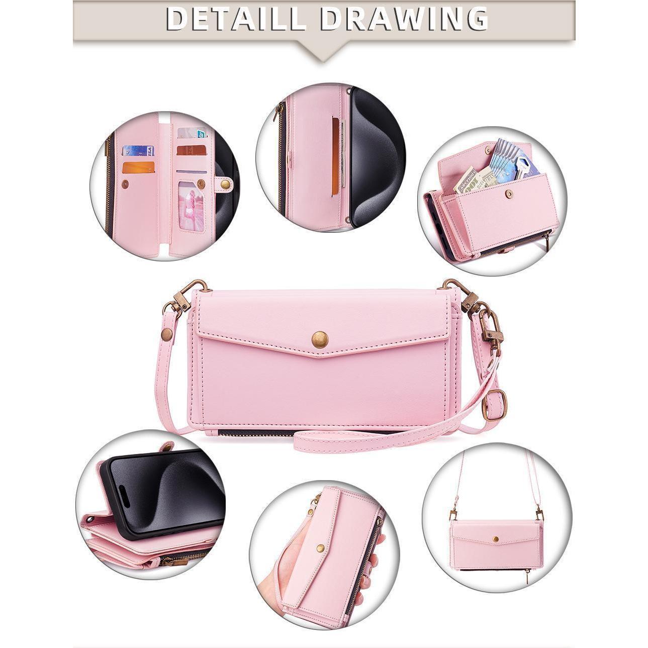 Fashionable Zippered Side-Clasp Multifunctional Wallet-Style Phone Case Featuring A Wallet, Card Holder, Stand, And Wrist Strap. Available In Multiple Colors. Compatible With iphone 17 pro case 17 Pro Max, 16, 15, 14, 13,12 Pro Max . Makes A Great Holiday