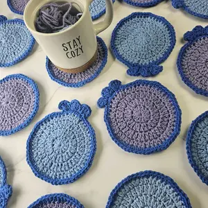 Crochet Blueberry Coaster Handmade 100% Cotton Aesthetic Tableware for Home Decor and Gifts for Blueberry Lovers