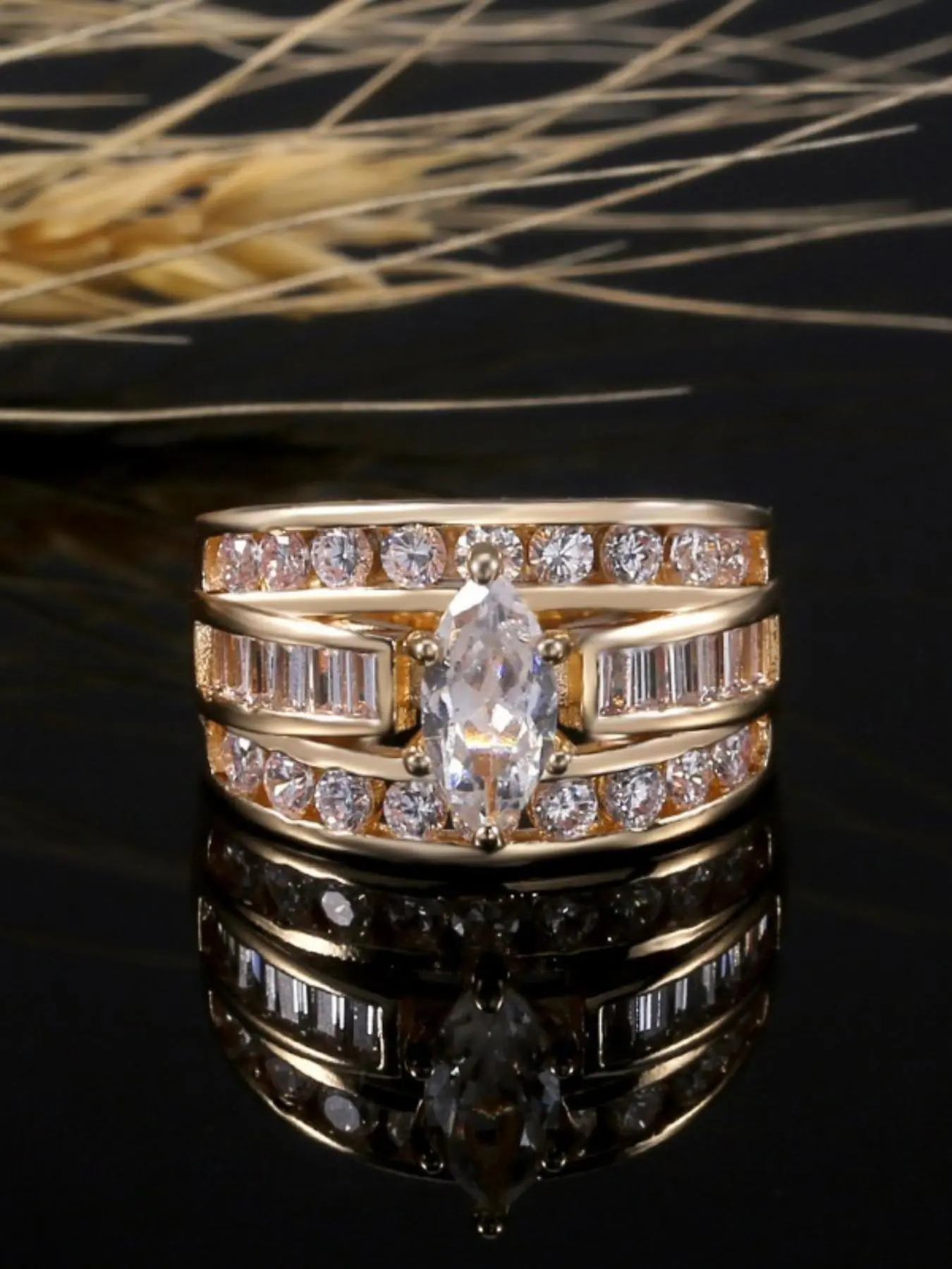 Elegant Oval Shaped Artificial Diamond Ring, Fashion Accessories for Women & Girls, Trendy All-match & Exquisite Jewelry for Birthday Gift