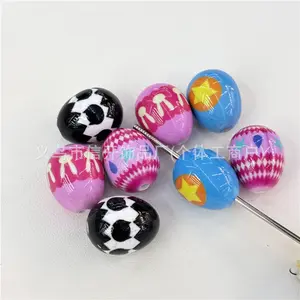 Through-Hole Acrylic Pentagram Printed Pigeon Egg Bead Pen Accessories Phone Bag Chain Handmade DIY Jewelry Materials