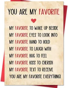Valentines Day Card,Valentines Day Cards Gifts for Him Her,Valentines Day Card for Husband Wife Boyfriend Girlfriend Fiance Fiancee Men Women - You Are My Favorite Love Note Brand: IDU
