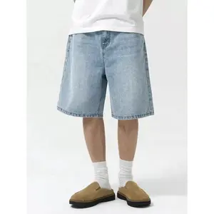 Men's loose casual denim Bermuda shorts with pockets, multifunctional summer denim shorts