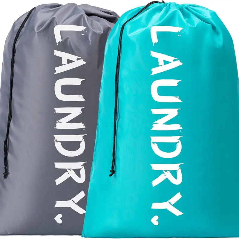 2 Pack XL Travel Laundry Bag - Machine Washable Organizer with Drawstring, Large Enough to Hold 4 Loads of Laundry, 24" x 36" Dimensions
