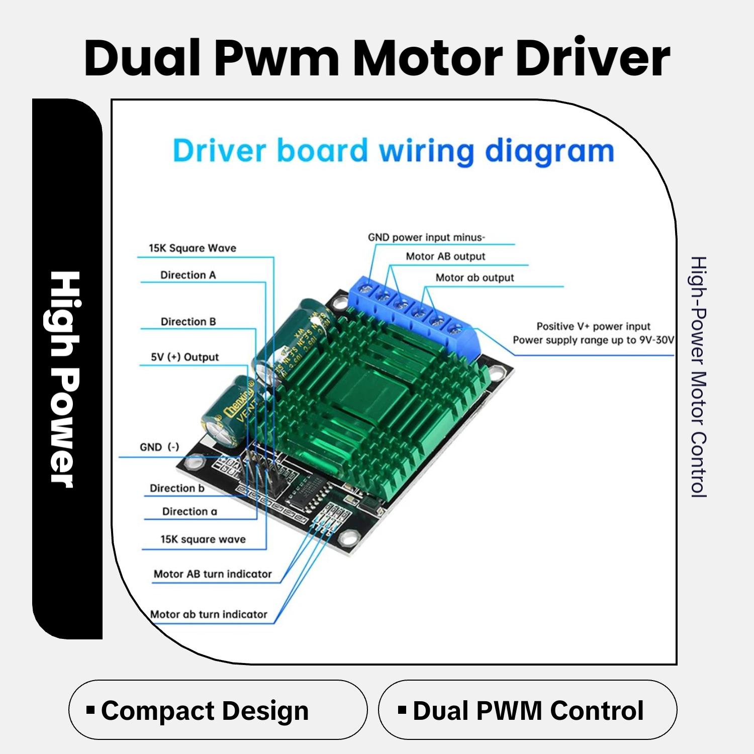 9V-30V 60A Dual PWM DC Motor Driver Module Speed Controller High Power H-Bridge