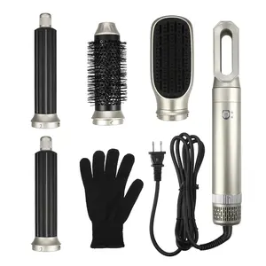 Hot Air Brush 5 in 1 Hair Dryer Brush Blow Dryer Brush Detachable Hair Dryer Styler Set Champagne