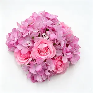 Realistic Rose Hydrangea Flower Arrangement, Wedding Patio Garden Decor, Table Centerpiece, Fake Flowers for Scene Decoration